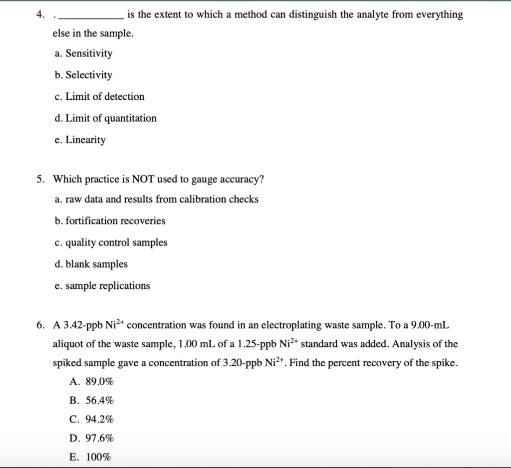 Solved 4. is the extent to which a method can distinguish