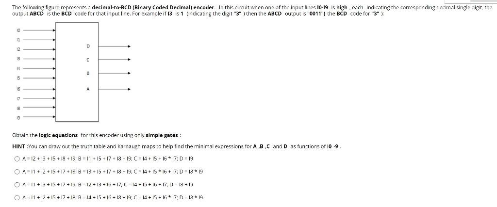 Solved Obtain the logic equations for this encoder using | Chegg.com