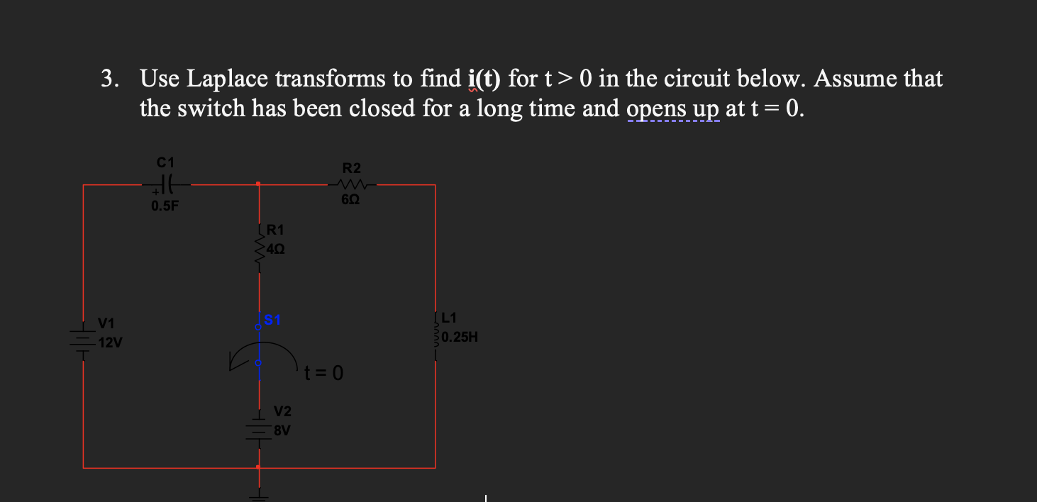 Solved 3. Use Laplace Transforms To Find I(t) For T> 0 In | Chegg.com