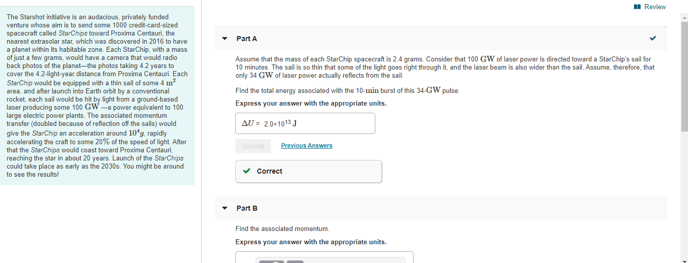 Solved Review Part A Assume that the mass of each StarChip