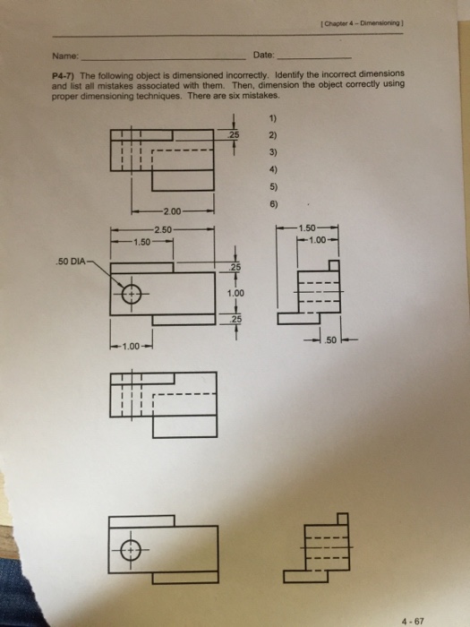Solved The following object is dimensioned incorrectly. | Chegg.com