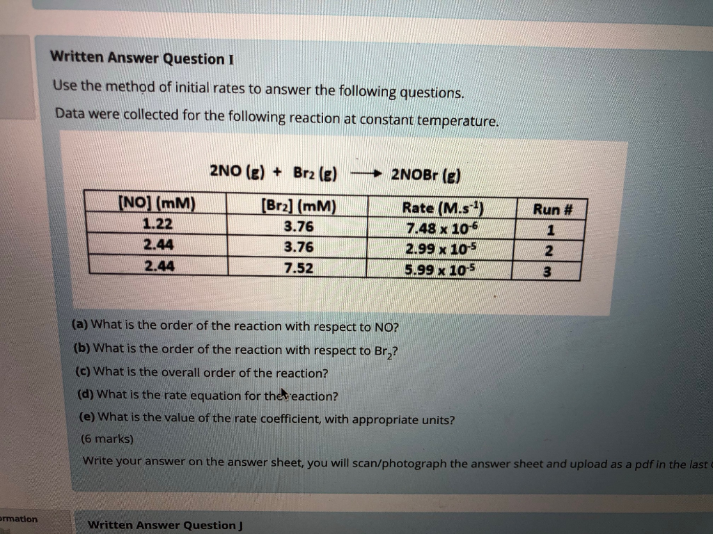Solved Use the method of initial rates to answer the | Chegg.com