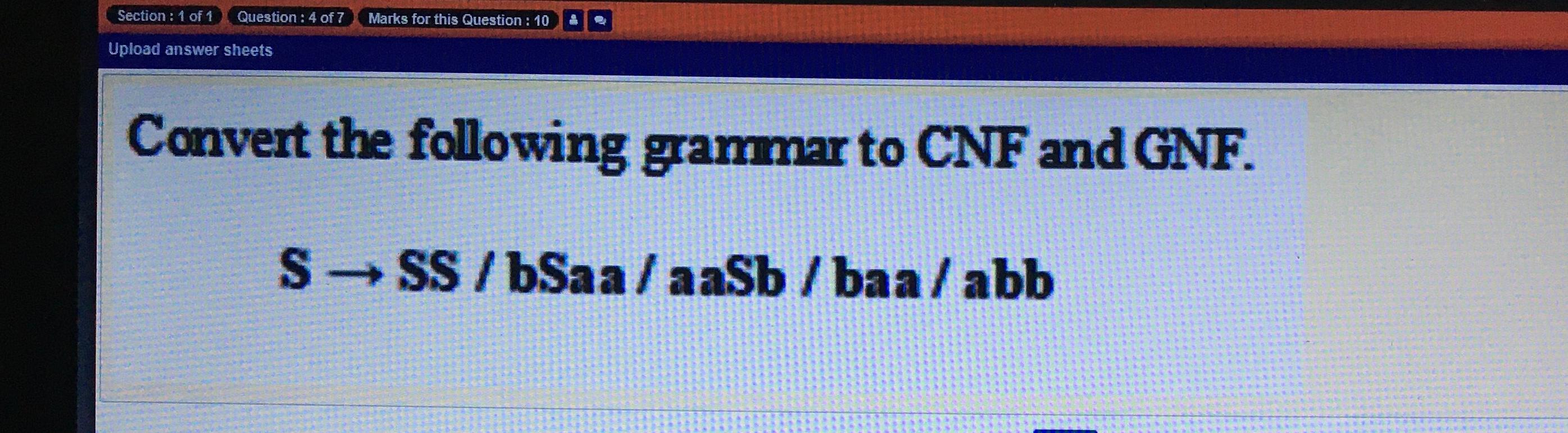 Solved Section : 1 of 1 Question : 4 of 7 Marks for this | Chegg.com