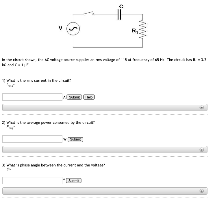 Solved с V s R, In the circuit shown, the AC voltage source | Chegg.com