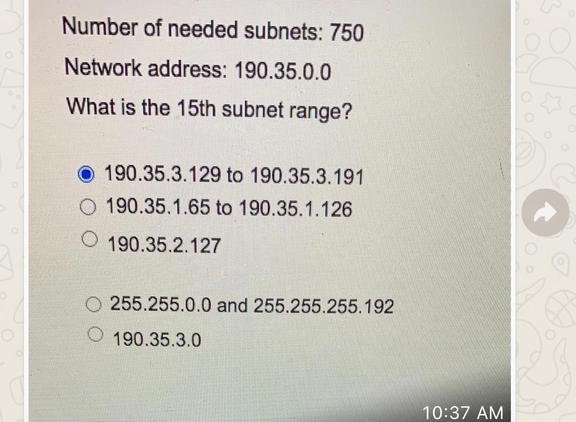 Solved QUESTION 2 Number Of Needed Subnets: 750 Network | Chegg.com