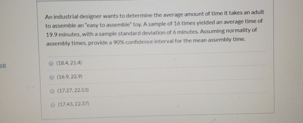 Solved An industrial designer wants to determine the average | Chegg.com