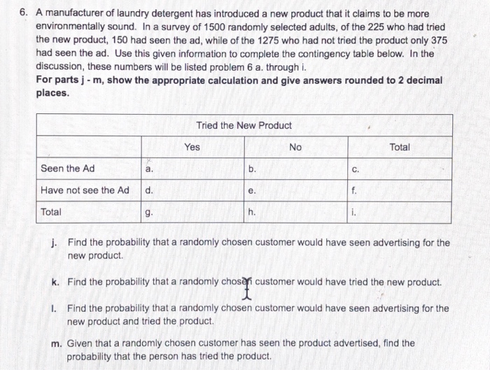 Solved 6. A manufacturer of laundry detergent has introduced