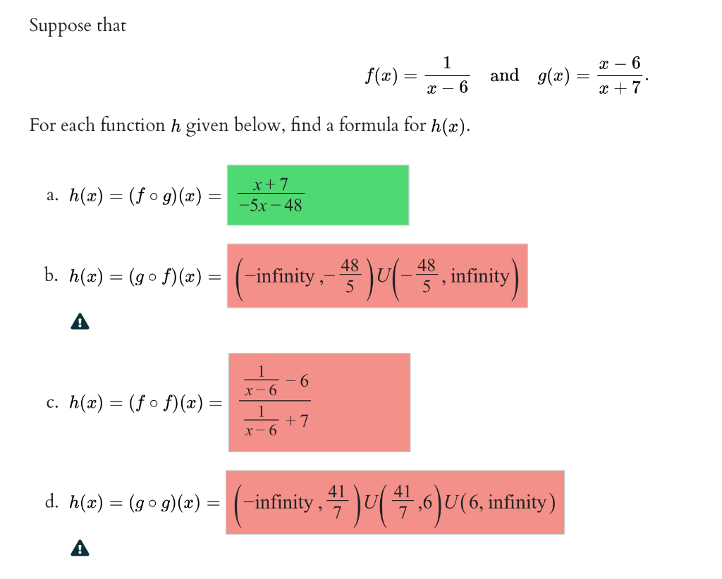 Solved Suppose That F X X−61 And G X X 7x−6 For Each