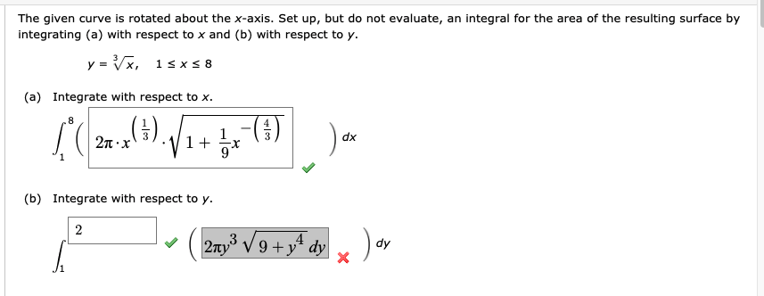 Solved The Given Curve Is Rotated About The X-axis. Set Up, | Chegg.com