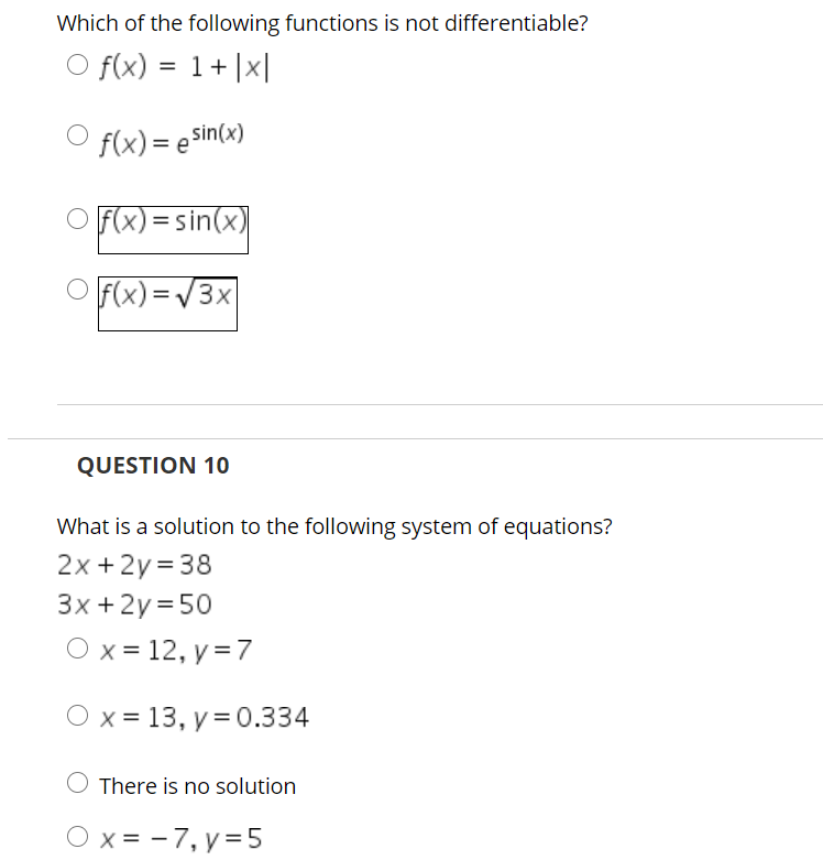 Solved Which of the following functions is not | Chegg.com