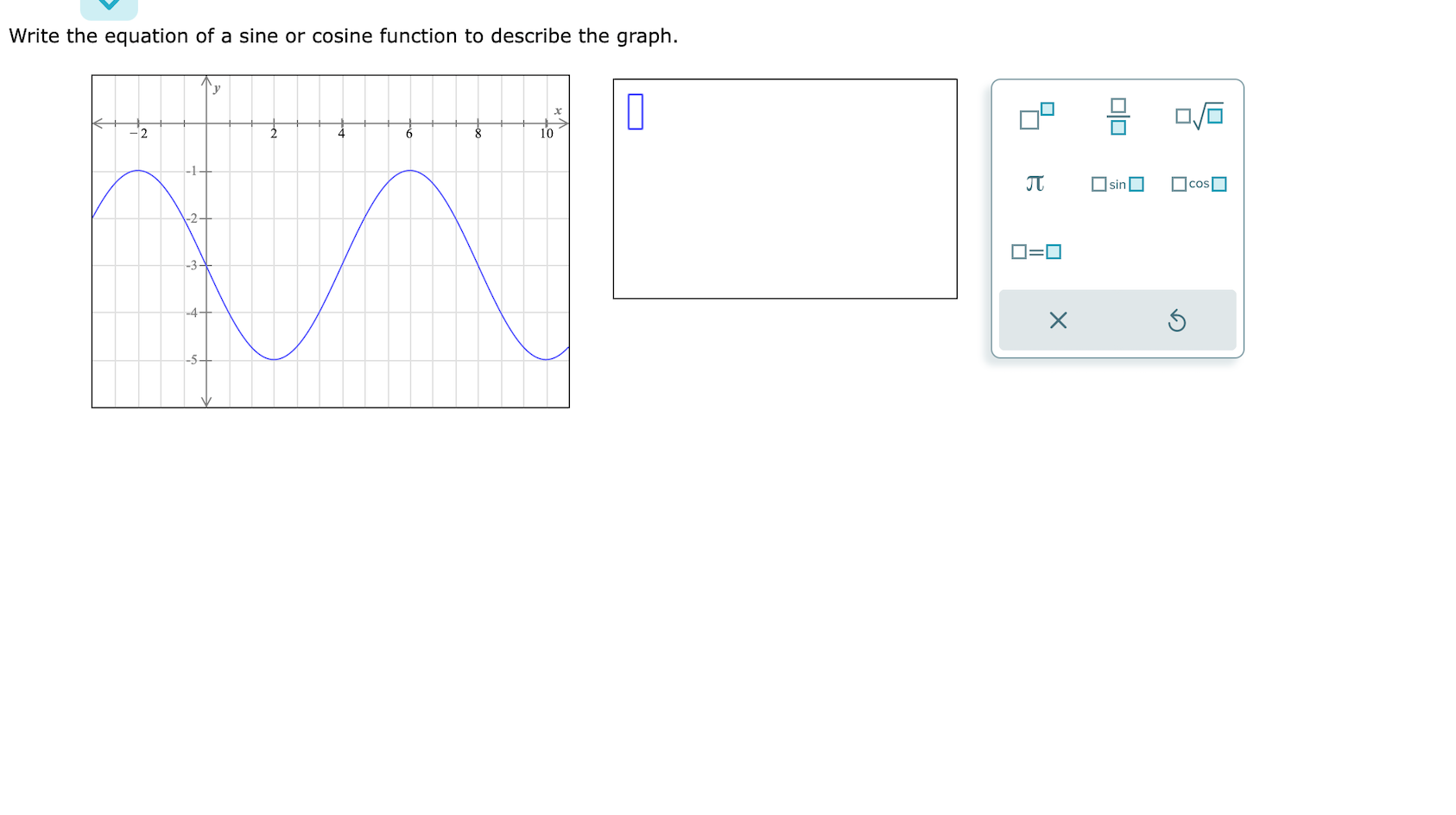 Solved Write the equation of a sine or cosine function to | Chegg.com