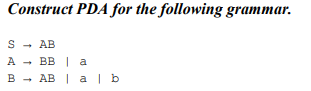 Solved Construct PDA for the following grammar. S + AB ABB I | Chegg.com