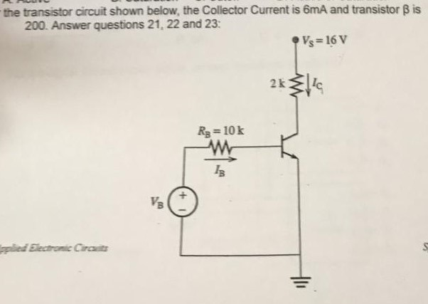 Solved The Transistor Circuit Shown Below The Collector 7700