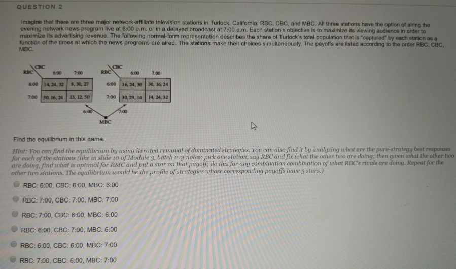 Solved QUESTION 2 Imagine that there are three major