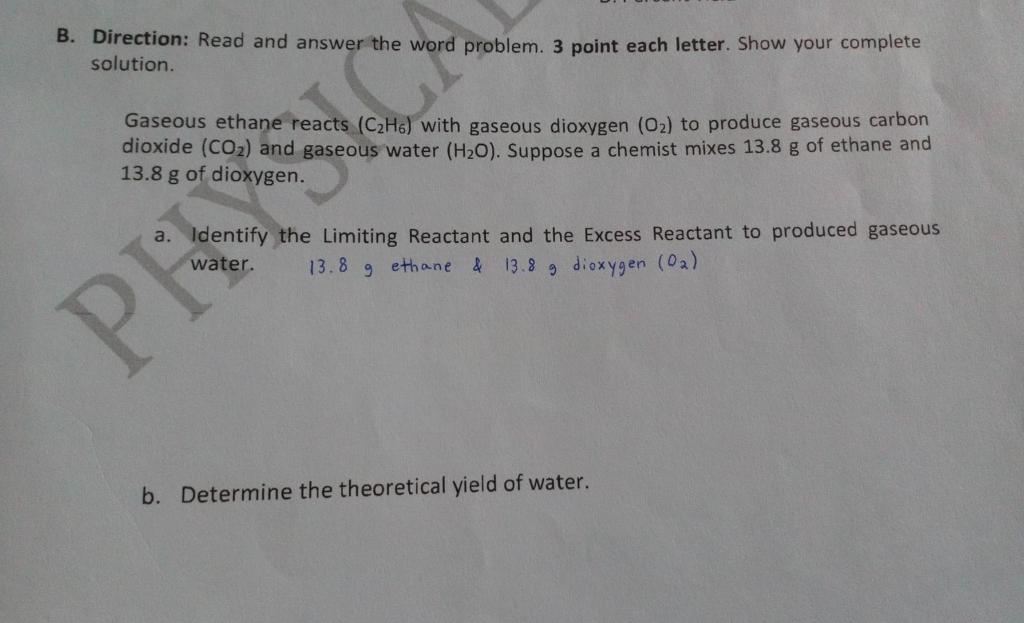 Solved B. Direction: Read And Answer The Word Problem. 3 | Chegg.com