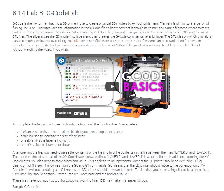 Solved 8.14 Lab 8: G-CodeLab G-Code is the file format that