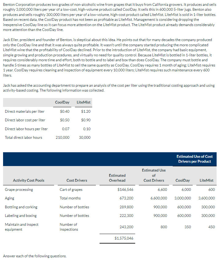 Solved Benton Corporation produces two grades of | Chegg.com