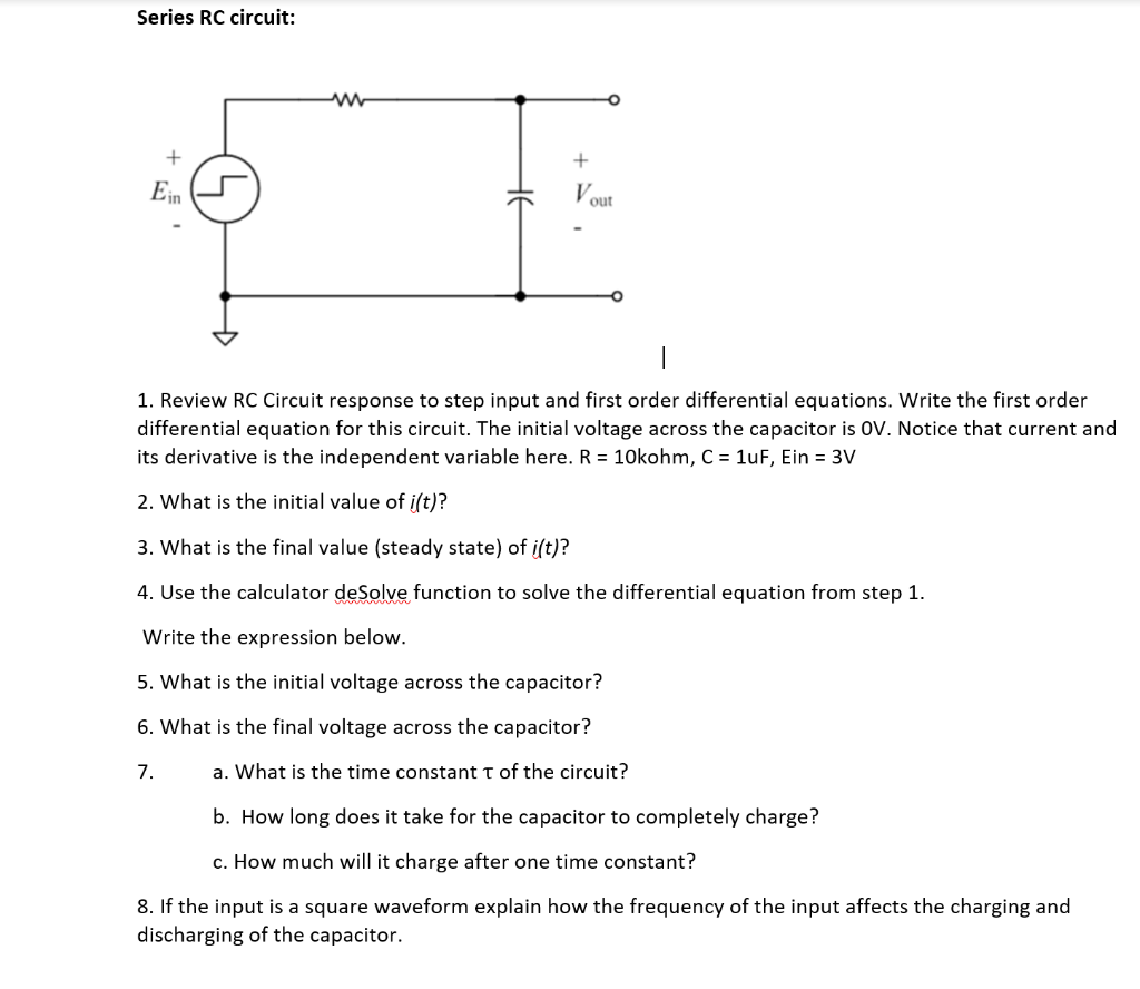 Solved Series RC circuit: V out 1. Review RC Circuit | Chegg.com