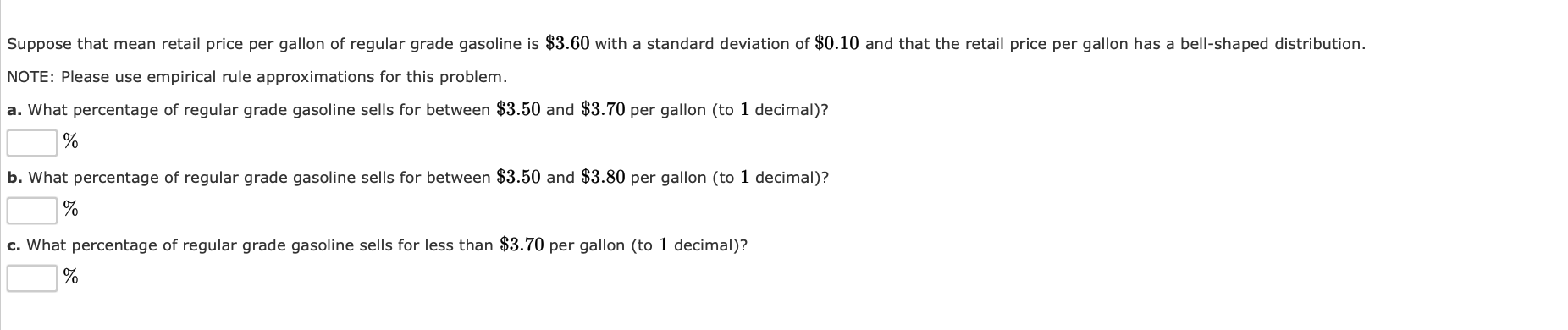 Solved Suppose that mean retail price per gallon of regular | Chegg.com