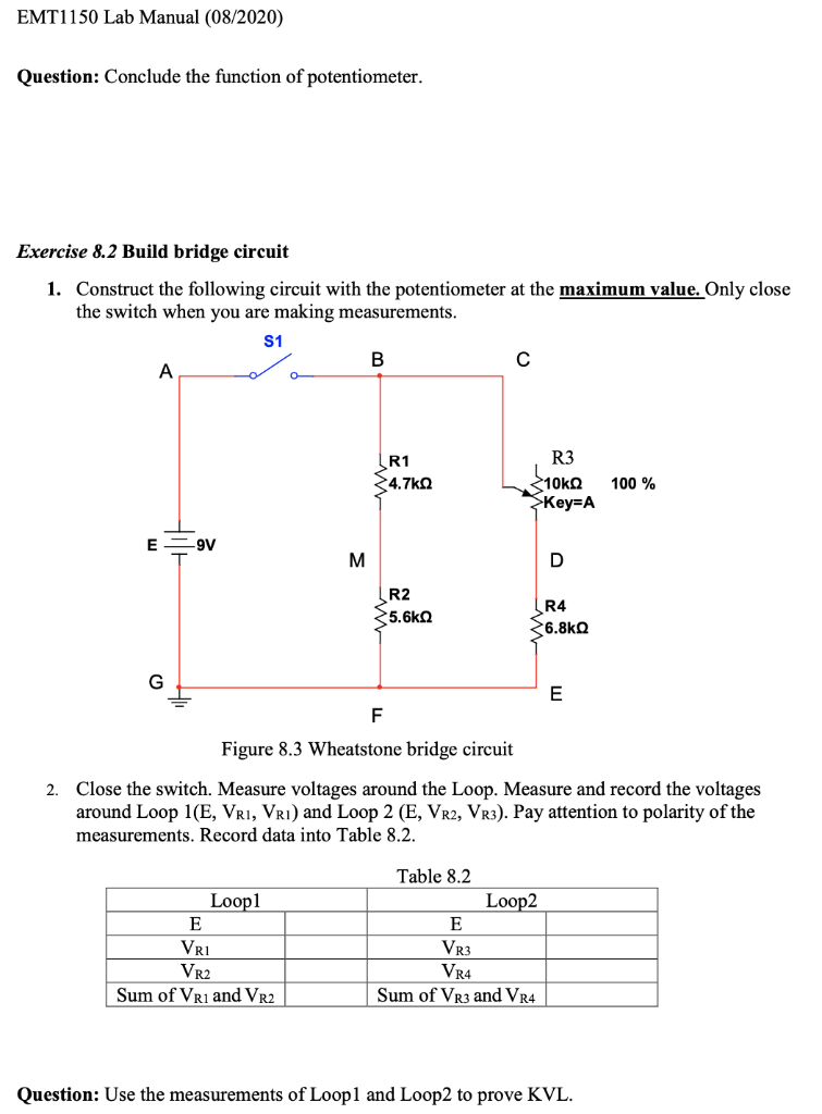 Solved EMT1150 Lab Manual (08/2020) 3. Close The Switch. | Chegg.com