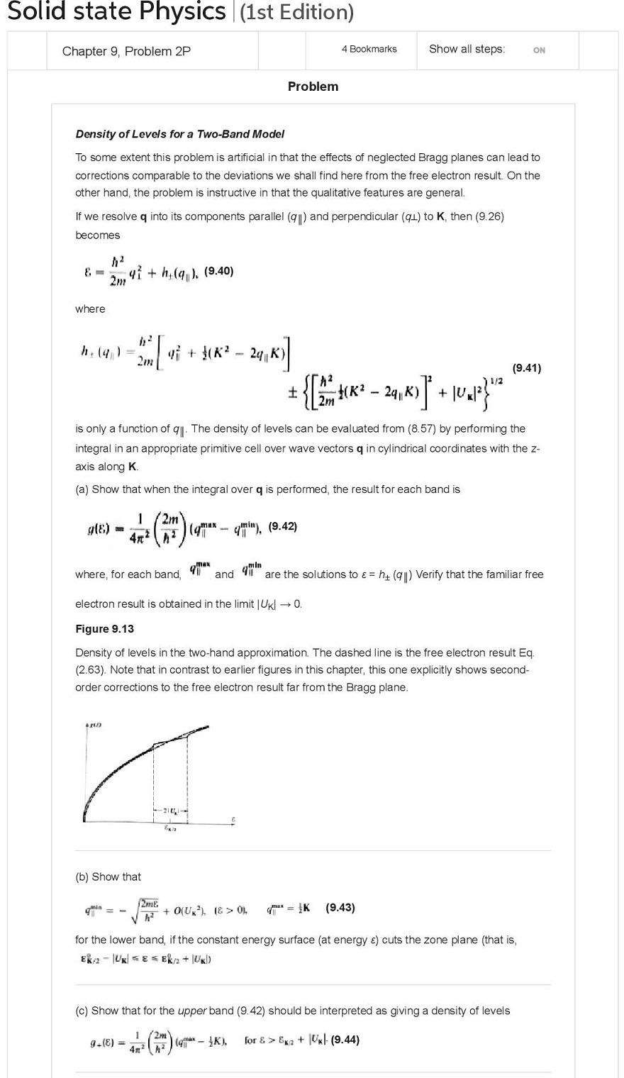 Solved Solid State Physics (1st Edition) Chapter 9, Problem | Chegg.com