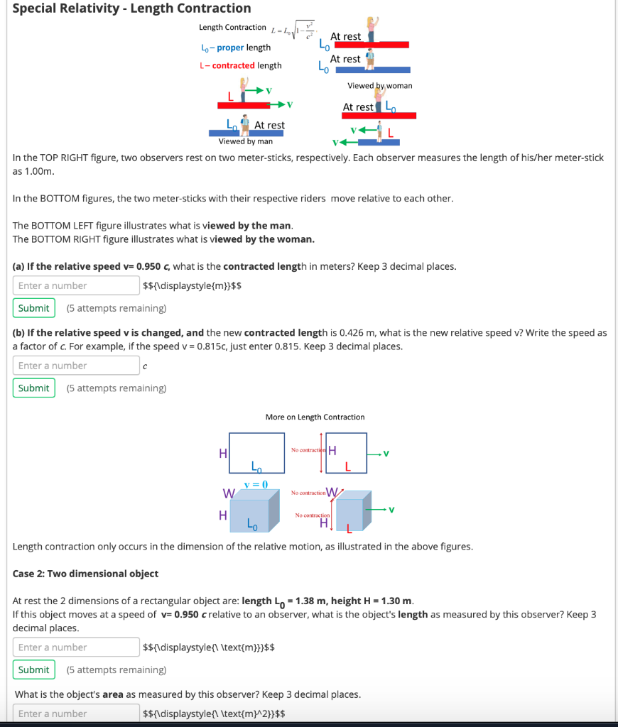 Solved Special Relativity Length Contraction Length