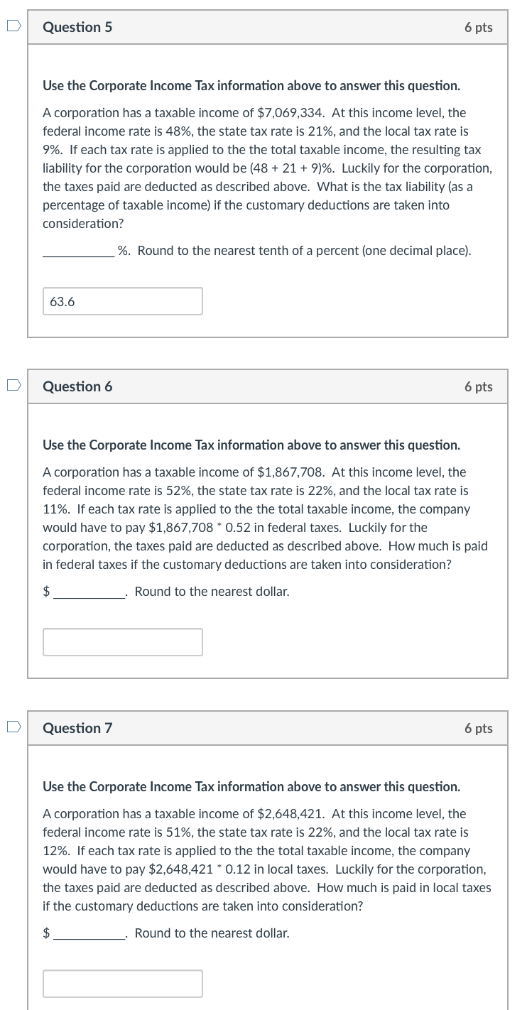 Corporate Income Tax A Corporation's Taxable Income | Chegg.com