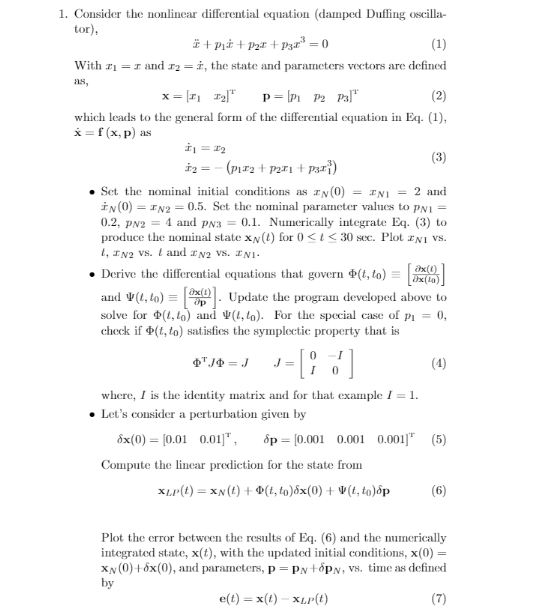 Consider The Nonlinear Differential Equation Damp Chegg Com