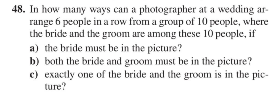 Solved 48. In how many ways can a photographer at a wedding | Chegg.com