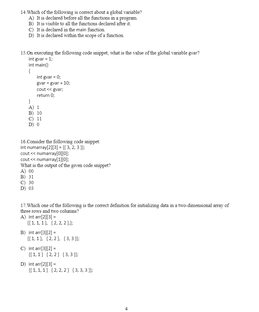 Solved 14. Which of the following is correct about a global | Chegg.com