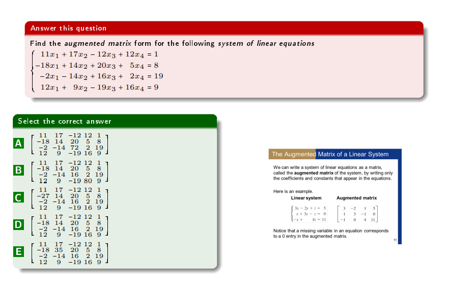 Solved Answer This Question Find The Augmented Matrix Form