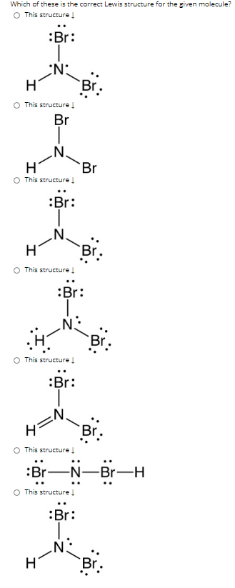 Solved Which of these is the correct Lewis structure for the | Chegg.com