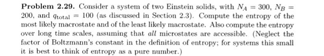 Solved Problem 2.29. Consider A System Of Two Einstein | Chegg.com