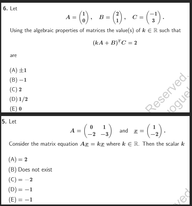 Solved 6. Let A = 0). B=(), C-(3". (6 1 ' C= Using The | Chegg.com