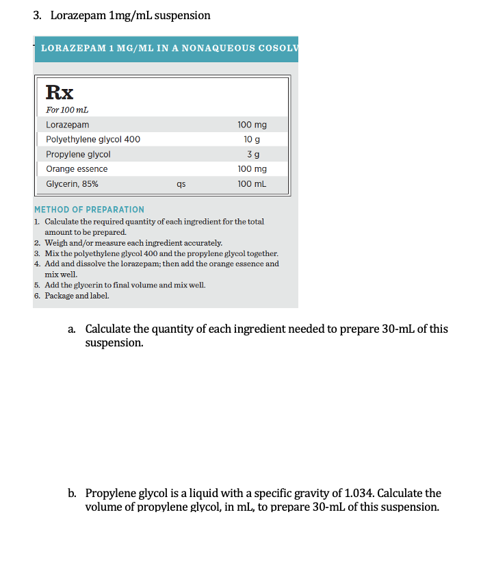 Lorazepam concentrate 2 mg/ml