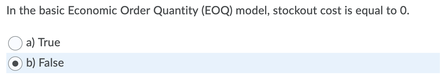 Solved In The Basic Economic Order Quantity (EOQ) Model, | Chegg.com