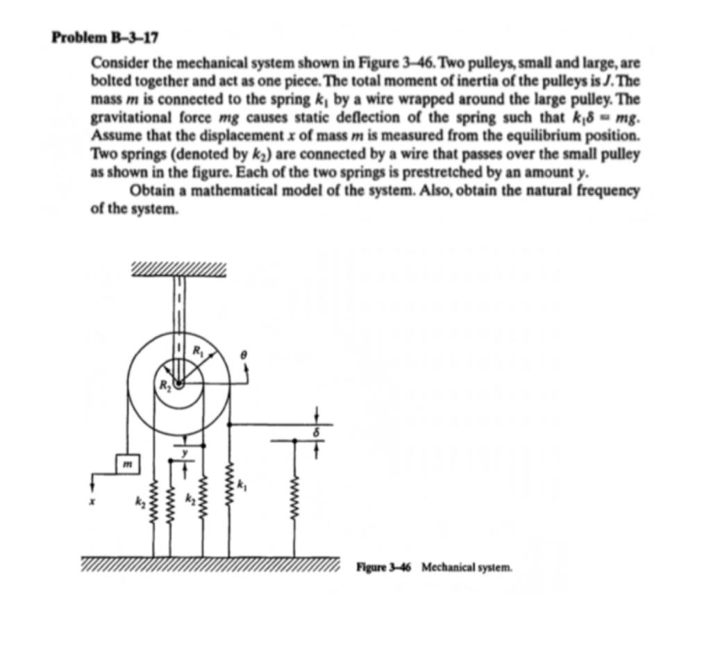 Solved Problem B-3-17 Consider the mechanical system shown | Chegg.com