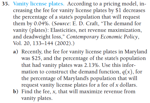 Solved Vanity license plates. According to a pricing model, | Chegg.com