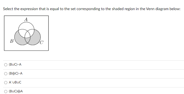 Solved Select the expression that is equal to the set | Chegg.com