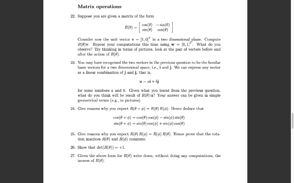 Solved Matrix Operations 22 Suppose You Are Given A Matr Chegg Com