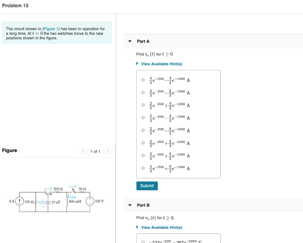 Solved Problem 15 The circuit shown in (Figure 1) has been | Chegg.com