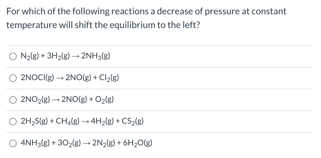 Solved For which of the following reactions a decrease of | Chegg.com
