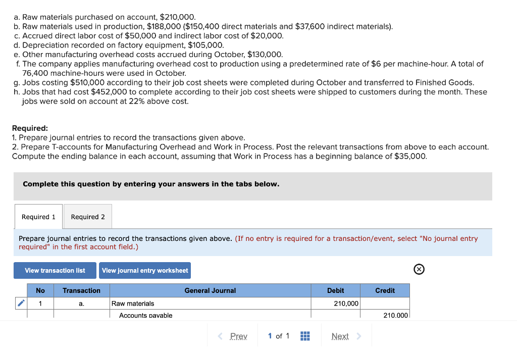Solved d. Depreciation recorded on factory equipment,