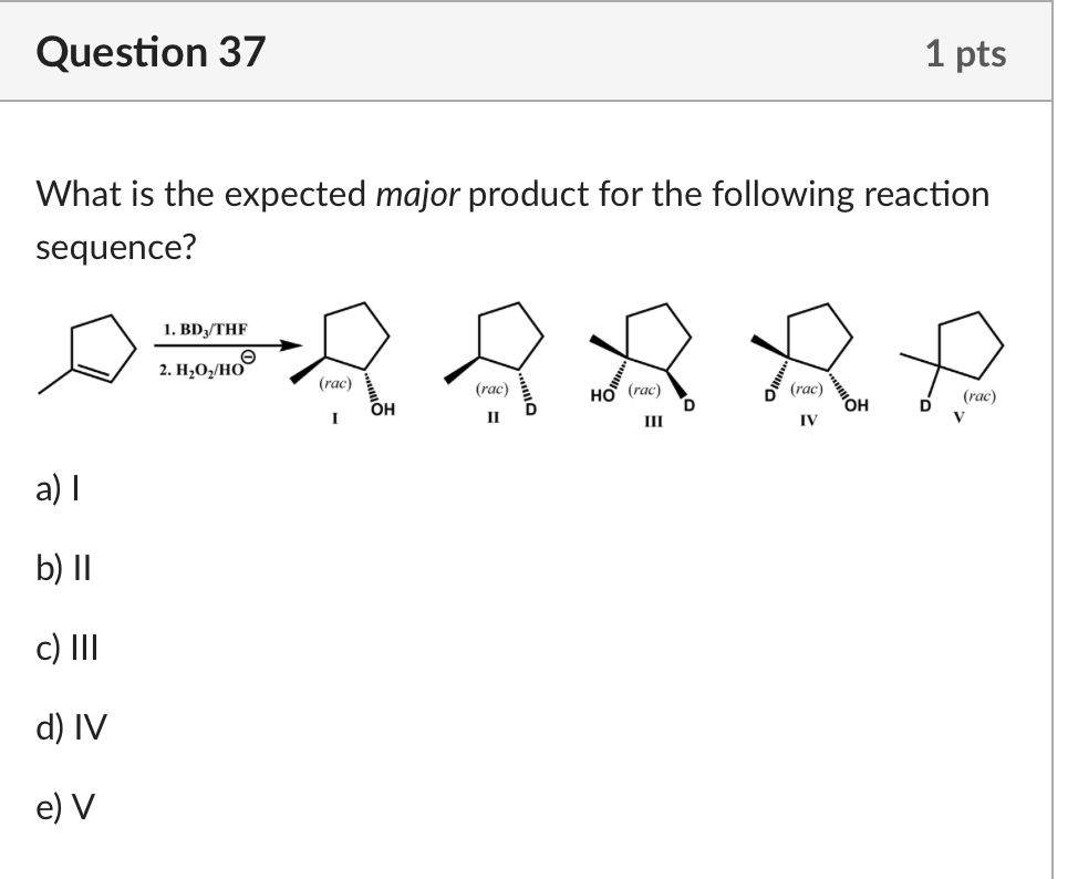 Solved What is the expected major product for the following | Chegg.com