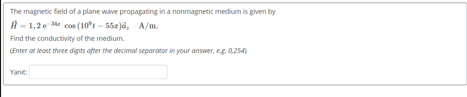 Solved The magnetic field of a plane wave propagating in a | Chegg.com