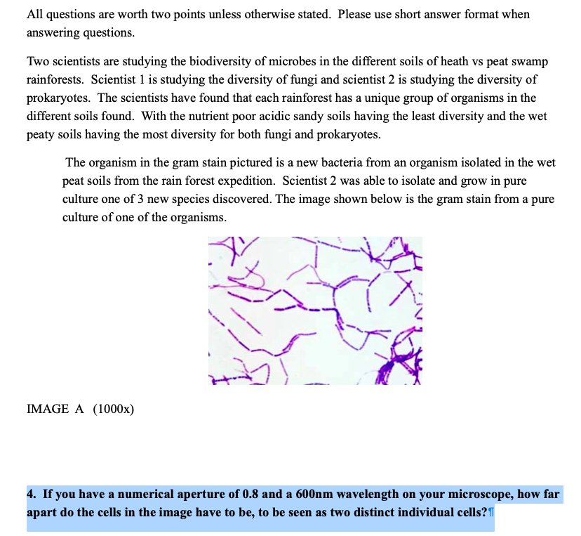 Solved All questions are worth two points unless otherwise | Chegg.com