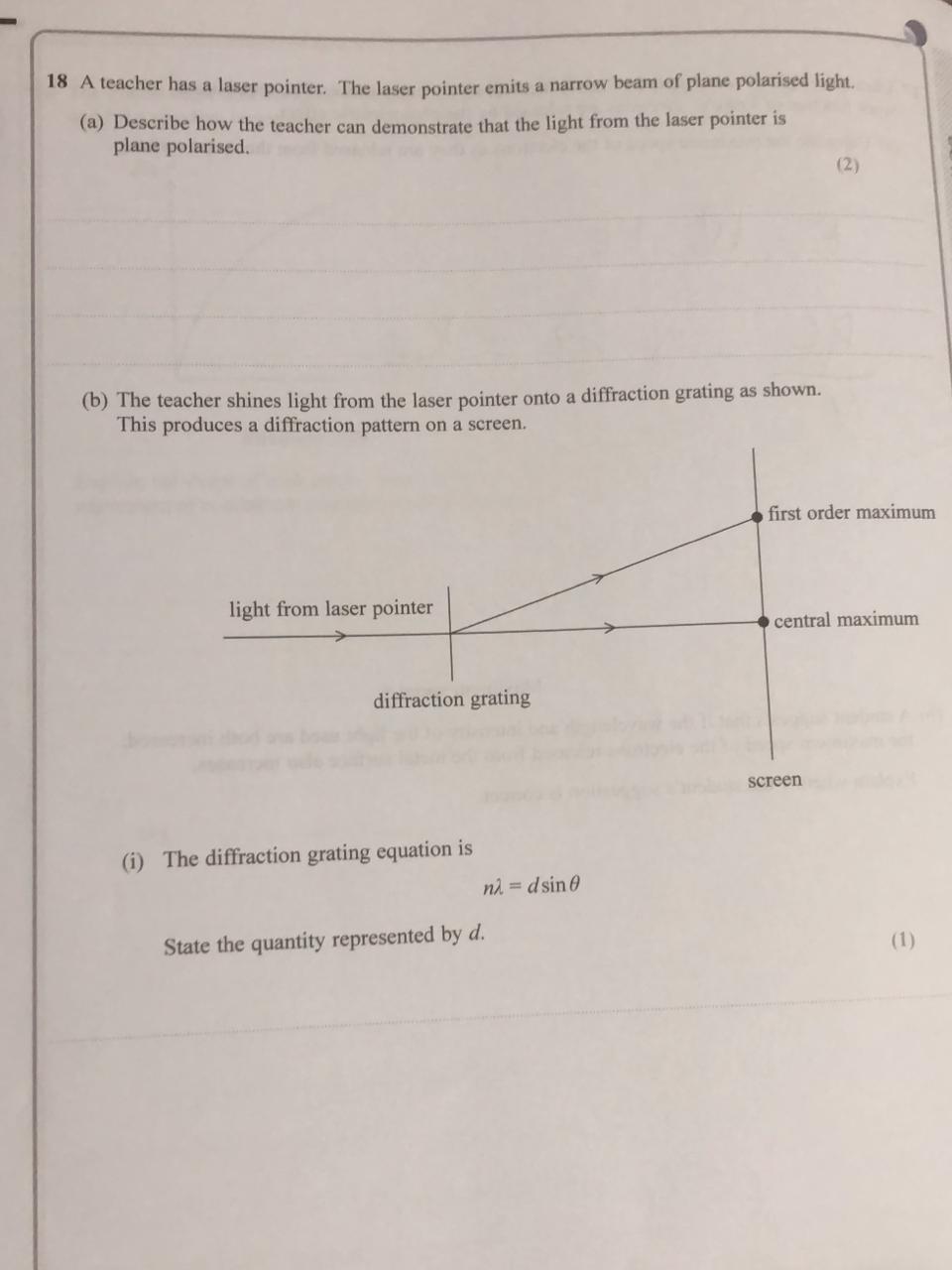 Solved 18 A teacher has a laser pointer. The laser pointer | Chegg.com