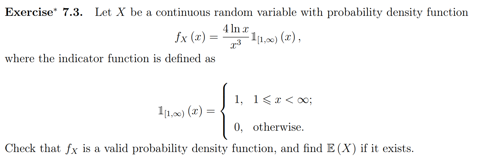 Solved Exercise* 7.3. Let X be a continuous random variable | Chegg.com