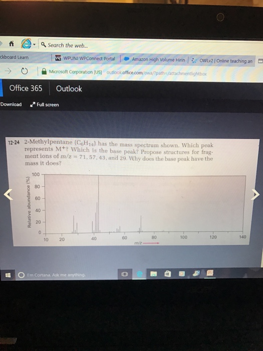 Solved 2 Methylpentane C6h14 Has The Mass Spectrum 2181