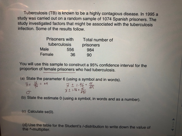 Solved Tuberculosis (TB) is known to be a highly contagious | Chegg.com